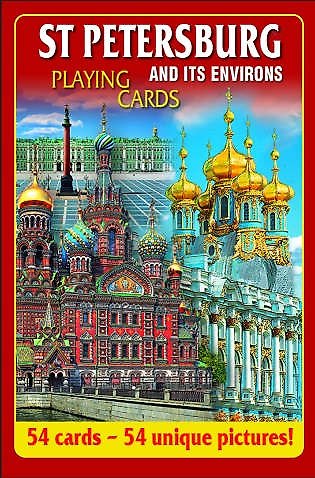Сувенирные игральные карты, колода 54, Санкт-Петербург Коллаж (красный) 324080 — 1