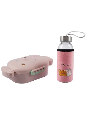 Набор Бутылка в чехле велюр Kawaii Котики Enjoy the little things (стекло) (300мл) (12-07599-KWI2)+Ланч-бокс Кролик Kawaii 1000мл (пластик) (20х13х7) (12-34435-LB5) 3086773
