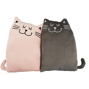 Подушка Котики парочка , серый с розовым,31 см