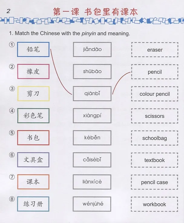 Книга Easy Steps to Chinese for kids 3B - WB / Легкие Шаги к Китайскому для детей. Часть 3B - Рабочая тетрадь (на китайском и английском языках) (Ямин Ма) — 3