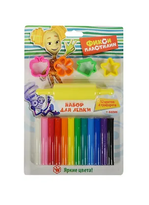Набор для лепки Фикси пластилин круглый (FIX1502-013) (12цв., 4 траф., валик х 200г.) (3+) (упаковка) 2450491