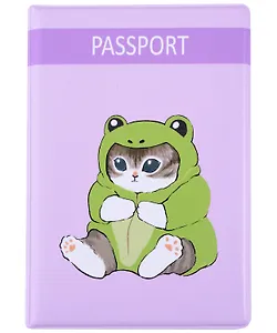 Обложка для паспорта Kawaii Котик кигуруми (лягушка) (ОП2024-418)