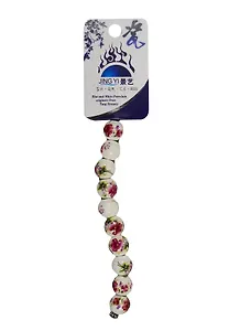 Набор для творчества Бусины керам. на силикон. нити 10шт 12мм, A03, цветок бордо