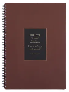 Тетрадь А4 96л кл. "Believe", коричневая рамка, карт.обл., спираль, микротекстурирование, ламинация, фольга