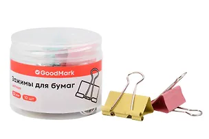 Зажимы для бумаг 32мм 10шт цветные, пласт/уп, GoodMark 3138563