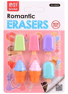 Набор ластиков (6шт) "Ice cream", ассорти, блистер