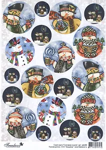 Скрап-карта Снеговики в круге (sck463) (A4)