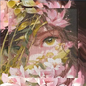 Алмазная мозаика "Девушка в магнолиях" 30*30 см