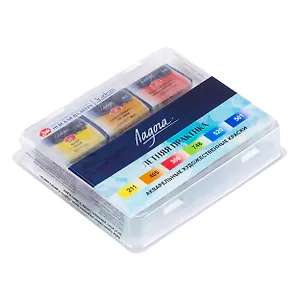 Краски акварельные 06цв 2,5мл "Ладога" Летняя практика, кювет, пласт.кор., ЗХК