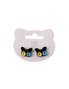 Сережки Котики с глазками черные (2шт) (металл) (12-03907-B26) (Lafilaf)