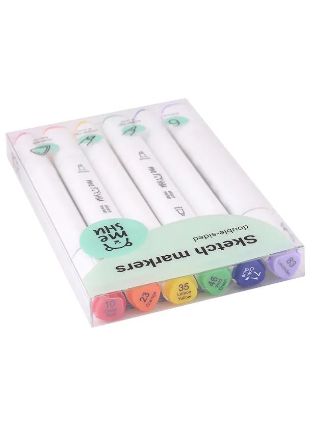 Маркеры для скетчинга 06цв MESHU двусторонние, основные цвета, MESHU 2949280 — 3
