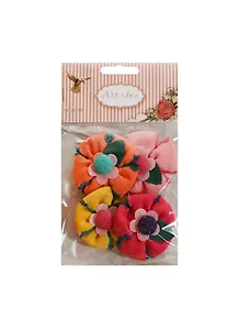 Набор бант с пуговицей микс 3 (A-2) (4 шт) (желтый розовый оранж. темно-роз.) (упаковка/хедер)