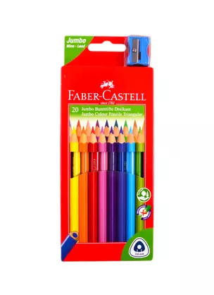 Карандаши цветные Faber-Castell, Jumbo, 20 цветов с точилкой — 255800 — 1