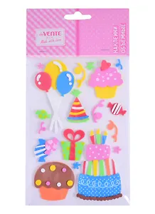 Наклейки объемные deVENTE День рождения (фоамиран) (110х150 мм.) (3+) (8002015) (deVente) (упаковка)