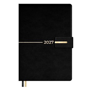 Ежедневник дат. 2027г. А5 176л "Шевиот" черный, кожзам, тв.переплет, тисн.фольгой, офсет, справ.мат-лы, ляссе, магнитный клапан, инд.уп