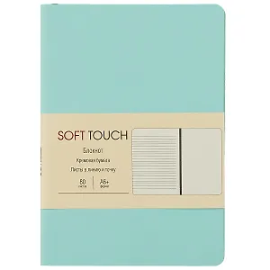 Записная книжка А6 80л "Soft Touch. Весенний мятный" иск.кожа, инт.обл., лин., тчк., нелин., ляссе, инд.уп.