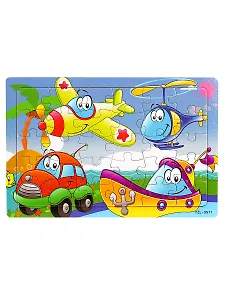 Деревянная пазл-рамка (20х15) "ВЕСЕЛЫЙ ТРАНСПОРТ" (30 элементов) (арт. G85)