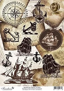 Декупажная карта Морская А4 (DK3010)