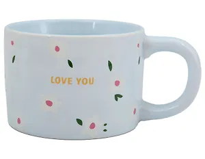 Кружка Love You Цветочки (голубая) (керамика) (330мл) (12-8109-202604_03)