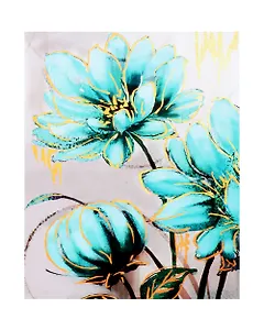 Холст с красками по номерам с поталью "Голубые цветы", 40 х 50 см