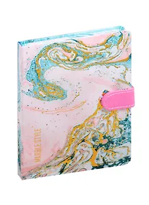 Блокнот с магнитной застежкой "Marble style", розовый с бирюзовым, 256 страниц, 13 x 19 см