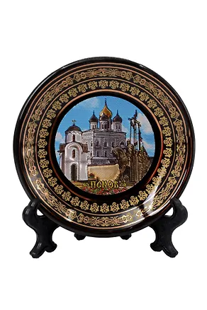Магнит-тарелка Псков,Коллаж (7см) (фарфор) (Псков) (026-7BL-25K8) 3124692