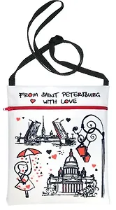 Сувенир, Сумка текстильная для документов From SPb with love, цв.белый 109-2-W-04-05-eng