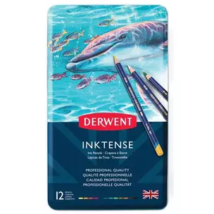 Набор акварельных карандашей Derwent Inktense 12цв в метал.упак — 304382 — 1