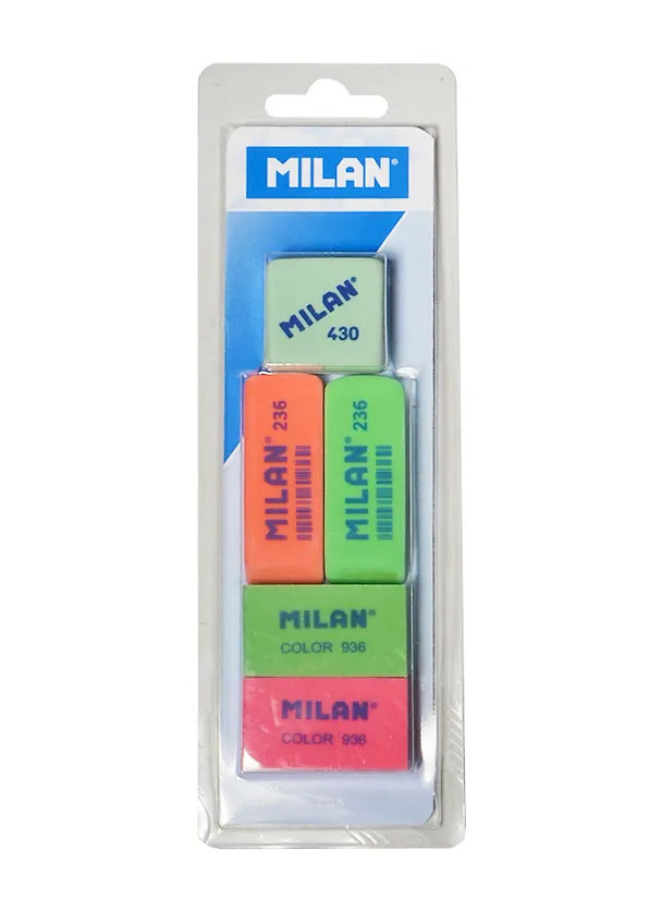 Ластики 05шт (430, 2*236, 2*936) блистер, подвес, Milan 231029 — 1
