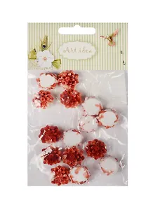 Цветы георгины пластиковые двухцветные, 1.5 см,  15 шт/пакет, алый (11-08631-16)