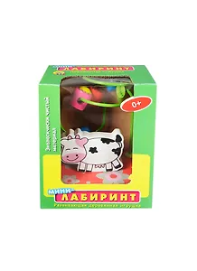 Игрушка дерев. Мини-лабиринт Корова-2 (ИД-2101) (10,5х13,5х7) (Рыжий кот) (коробка)