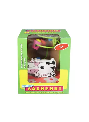 Игрушка дерев. Мини-лабиринт Корова-2 (ИД-2101) (10,5х13,5х7) (Рыжий кот) (коробка) — 2413591 — 1