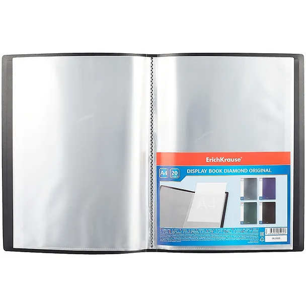 Папка 20ф А4 "Diamond Original" пластик, карман на корешке, черный, Erich Krause 259611 — 2