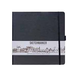 Скетчбук 20*20 80л "Sketchmarker" черный, 140г/м2, слоновая кость, тв.обл.