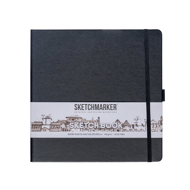 Скетчбук 20*20, 80 листов "Sketchmarker" черный, 140г/м2, слоновая кость 3012370 — 1