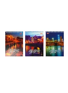 Блокнот А6 60л кл. "Города" пласт.обложка, спираль, Hatber