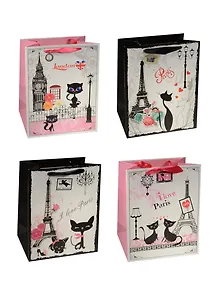 Пакет подарочный бумажный А5 18*23*10 "Cat traveler", жен., мат. ламинат, Kairui