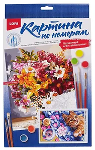 Кпн-275 Картина по номерам на картоне 20*28,5 см "Кот и сладости"