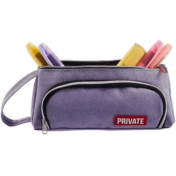 Пенал-косметичка "Private", 2 отделения, сиреневый, 21х8.5х8.5 см 2953969 — 3