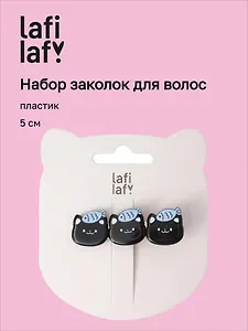 Заколка Котики с рыбкой черные (пластик) (5см) (12-Ava-7) (Lafilaf)