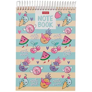 Блокнот А5 160л нелин. "Фруктис" трехцв.тонир.блок, пласт.спираль, мел.картон, УФ-лак 261185