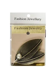 Брошь Листья с жемчужиной (970) (11-04546-970)