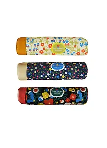 Пенал-косметичка "Flowers" 20*6см овальный, ткань, кож.вставка на боку, инд.уп., ассорти