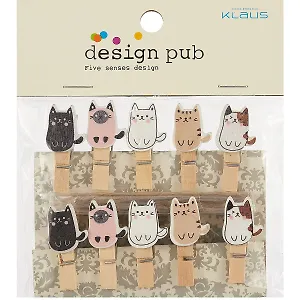 Прищепки декоративные с веревкой 10 шт. Коты Пуши1