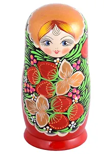 Матрешка 5 в 1 средняя (Ягодки, Эскиз 06, Клубничка с золотым трилистником)