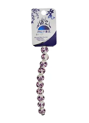 Набор для творчества Бусины керам. на силикон. нити 10шт 12мм, A18, незабудки мелкие лиловые 2552532