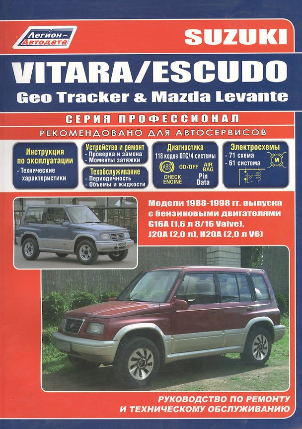 Книга Suzuki Vitara / Escudo. Модели 1988-1998 гг. выпуска. Устройство, техническое обслуживание и ремонт (черно-белое издание) () — 1