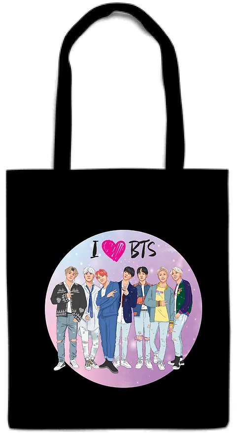 Сумка-шоппер. I love BTS (черная, 38х43 см, длина ручек 58 см) 2856179 — 2
