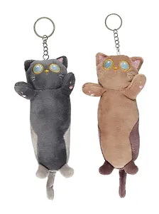 Брелок Котик-обнимашка с голубыми глазками (текстиль) (16см) в ассортименте