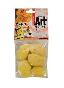 Губка 5шт "FINE" 3,8*5см, морская, натуральная , подвес, STI 